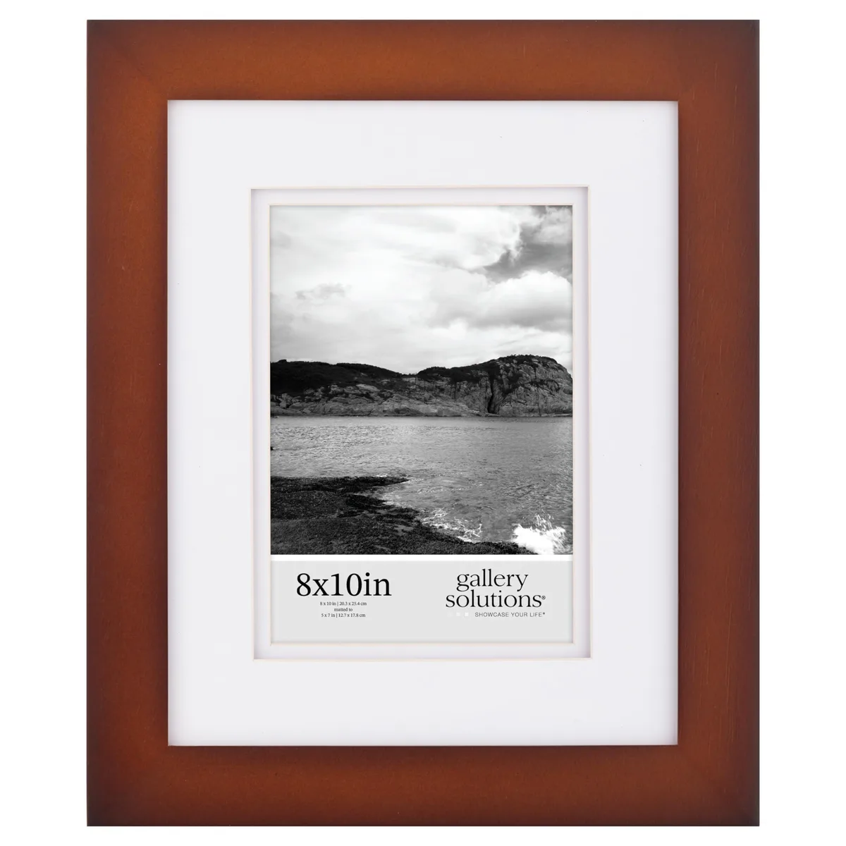 Walnut-coloured 8x10 frame with double white mat for 5x7 photo