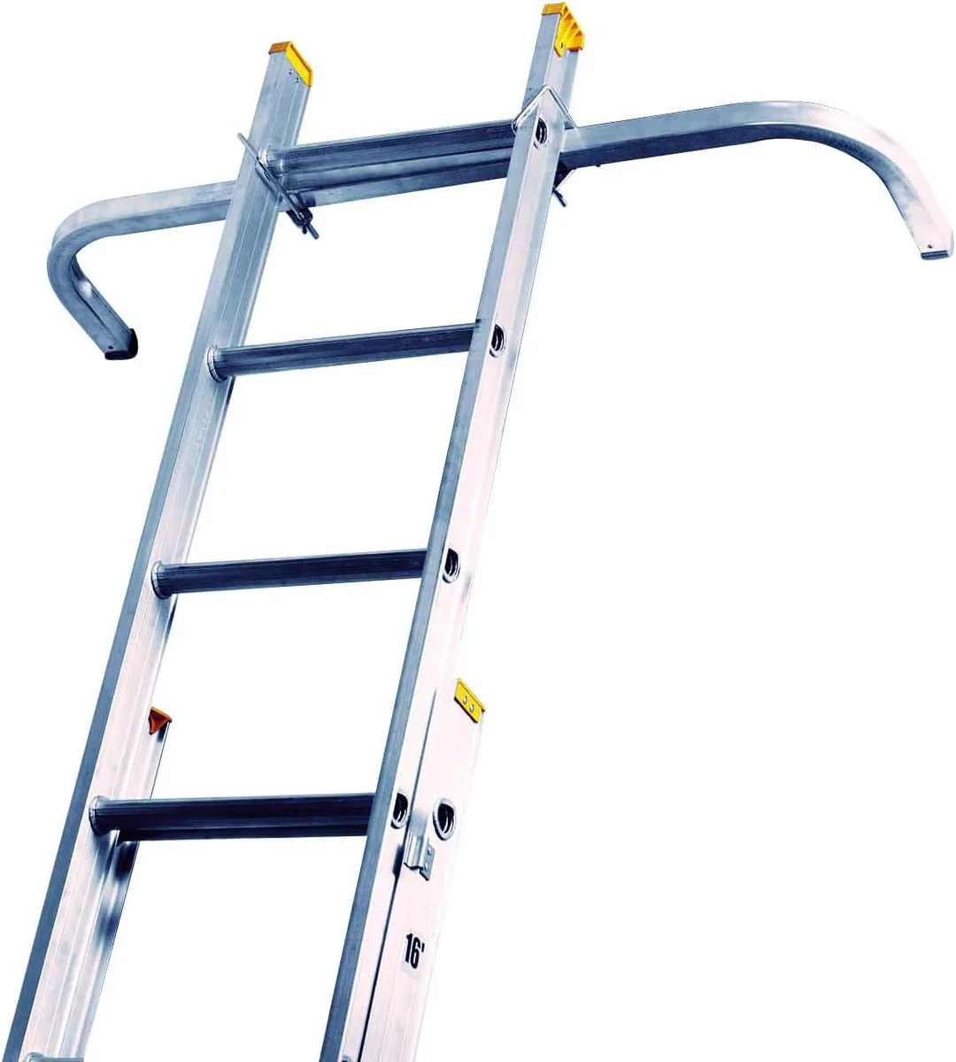 Aluminum ladder stabilizer, 48.5 inches long, smooth finish with two U-bolts and rubber tips