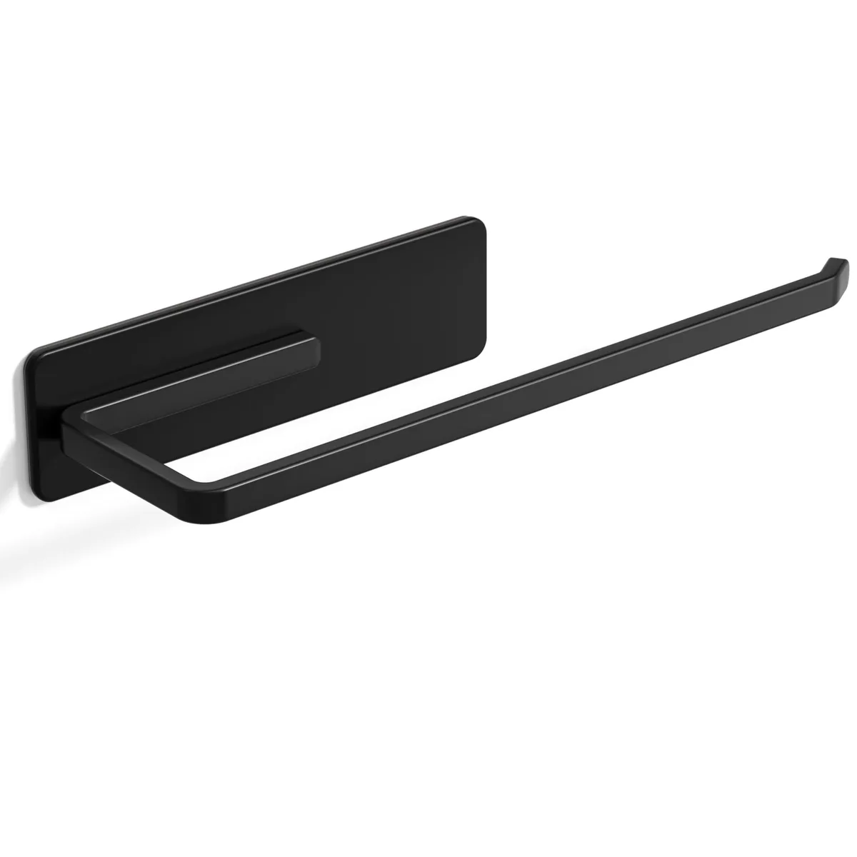 Black magnetic paper towel holder with 12.4 inch bar for jumbo rolls