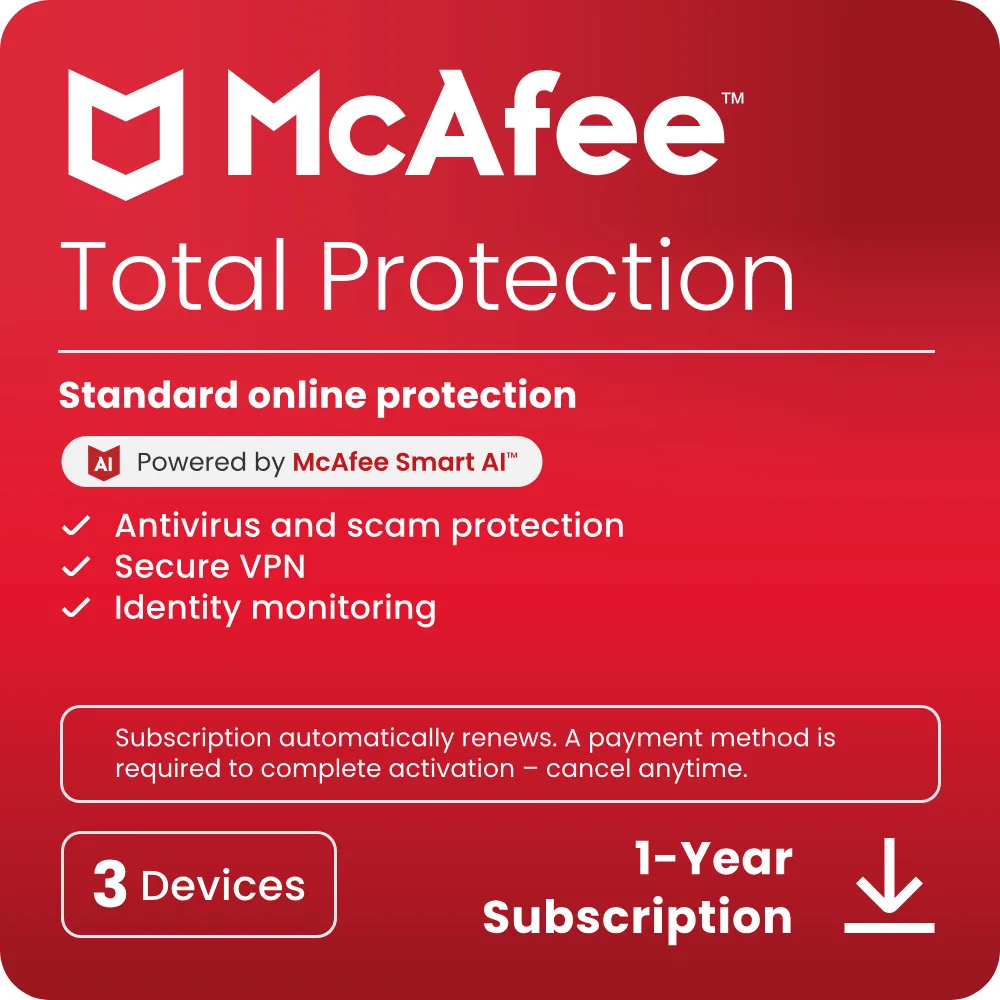 McAfee McAfee MTP51ENG3RSTD Academic Software Student &amp; Teacher 3 Devices 1 Year — product photo