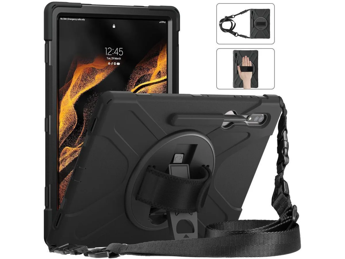 BONAEVER BONAEVER SM-X920/X926B/X926N/X920N shockproof protective case with stand handle hand strap &amp; shoulder strap — product photo