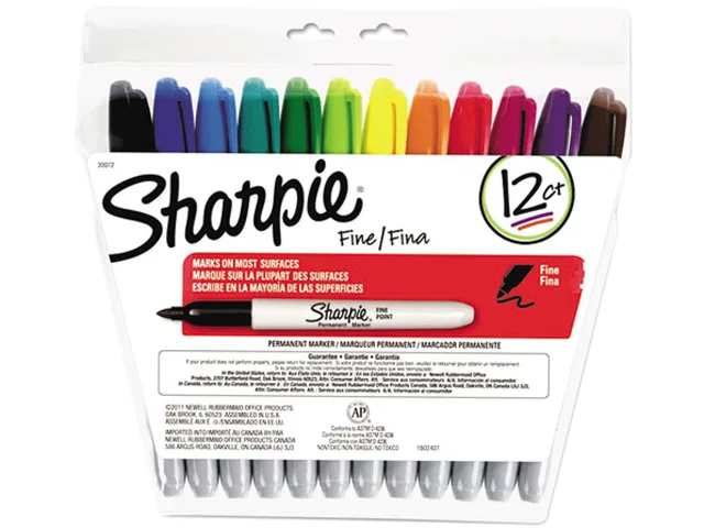 Box of 12 Sharpie fine-point permanent markers in assorted colours