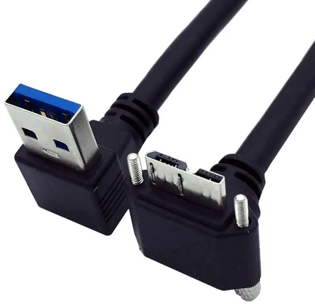 SMUGDESK SMUGDESK 25cm 90° DownAngled USB 3.0 to Micro USB 3.0 Panel Cable with Locking Screw — product photo