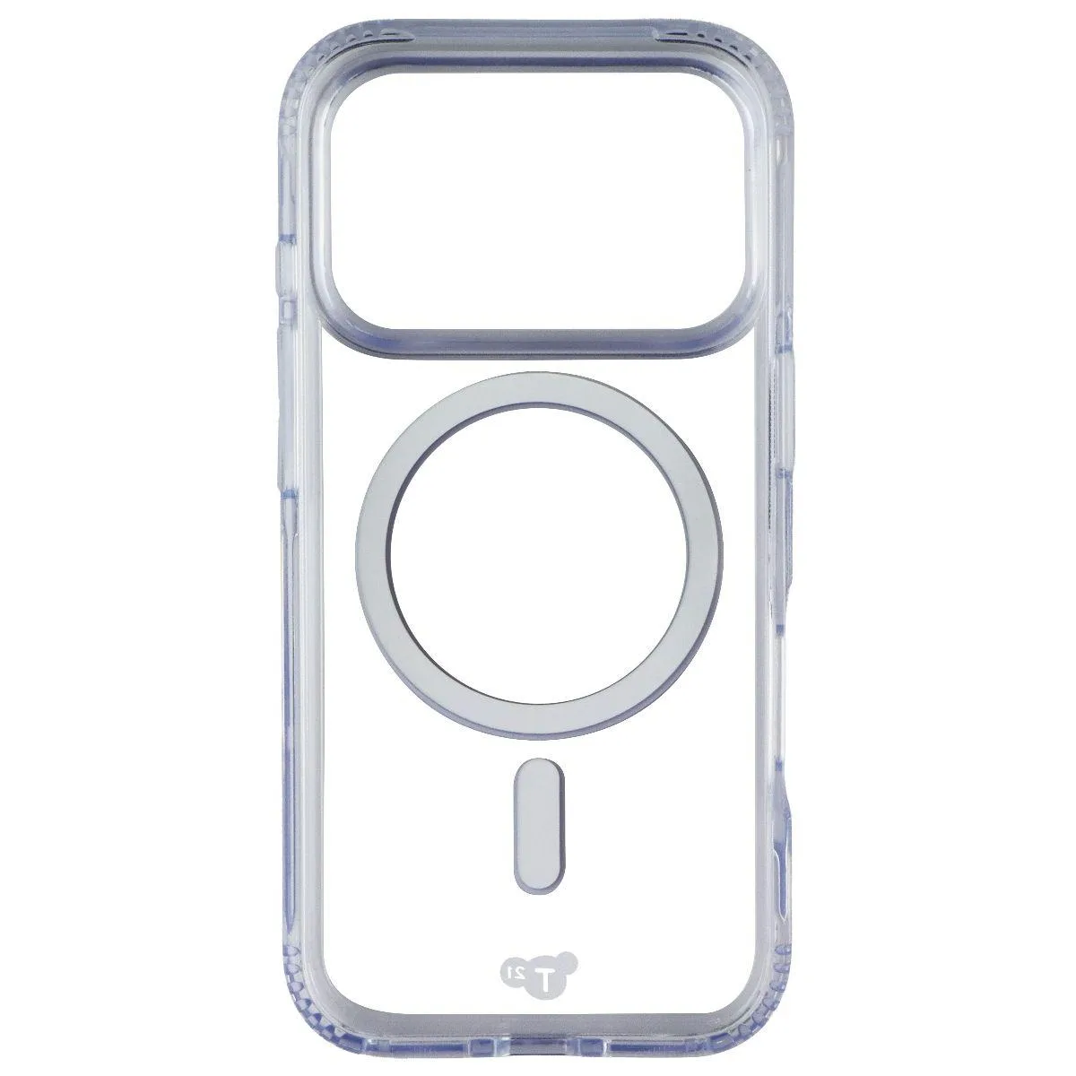 Clear transparent phone case with MagSafe ring visible on back