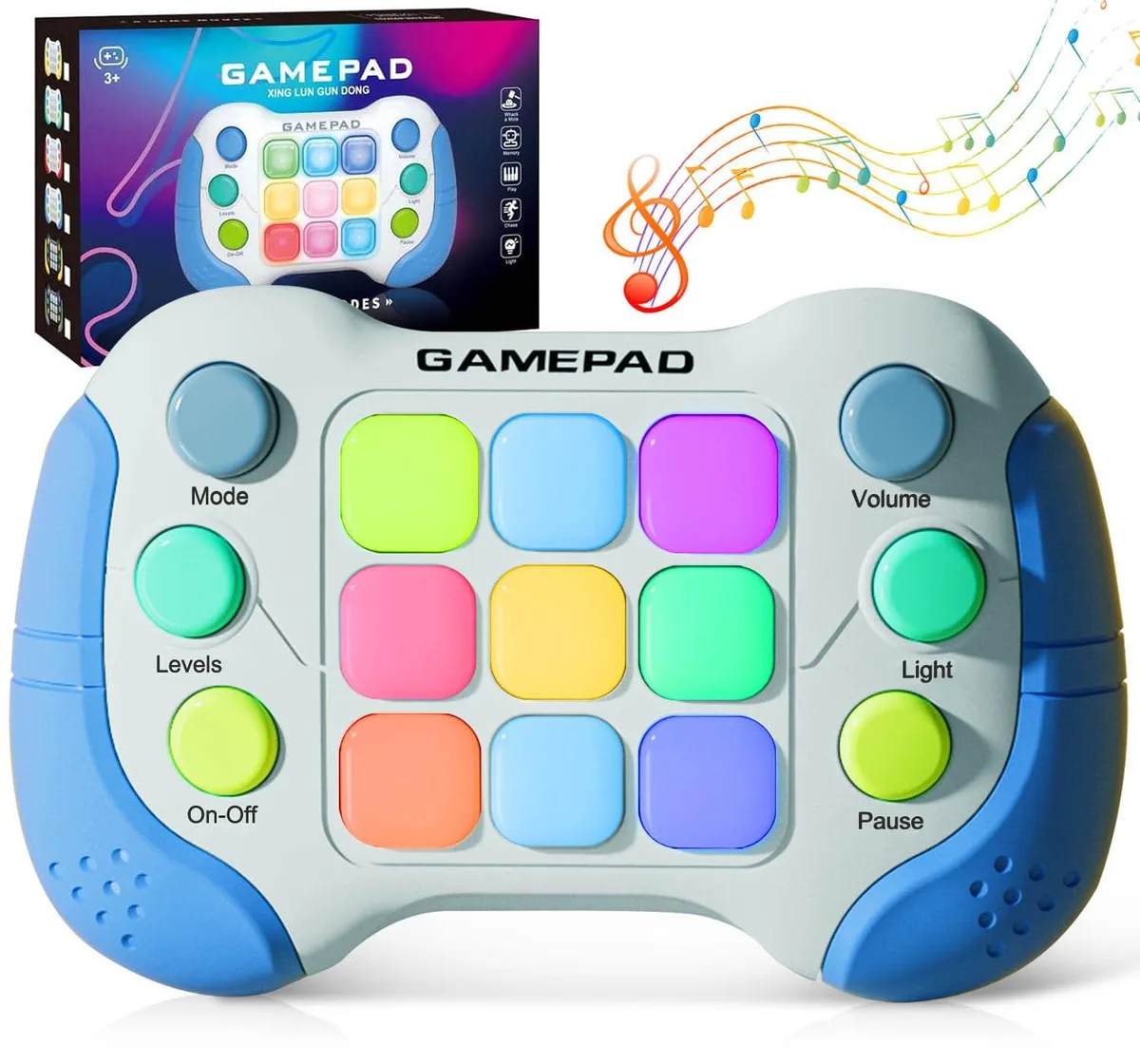No Sew No Sew educational handheld game console Blue 999 levels 4 modes music mode 200 notes 11 light rhythms 2024 — product photo