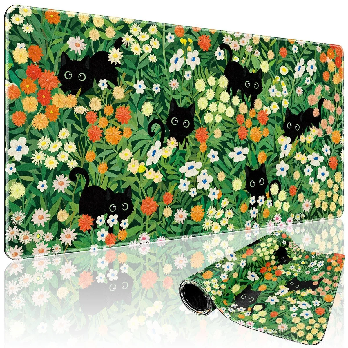  Mcapirivo BGMP029 Cat Floral XXL Mouse Pad 31.5x15.7in — product photo