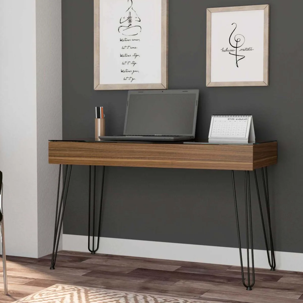 FM FURNITURE FM FURNITURE FM5971ELG Kyoto 120 Desk 1 Drawer 47.2" W 19.5" D 29" H 24" Clearance 29.2 kg — product photo