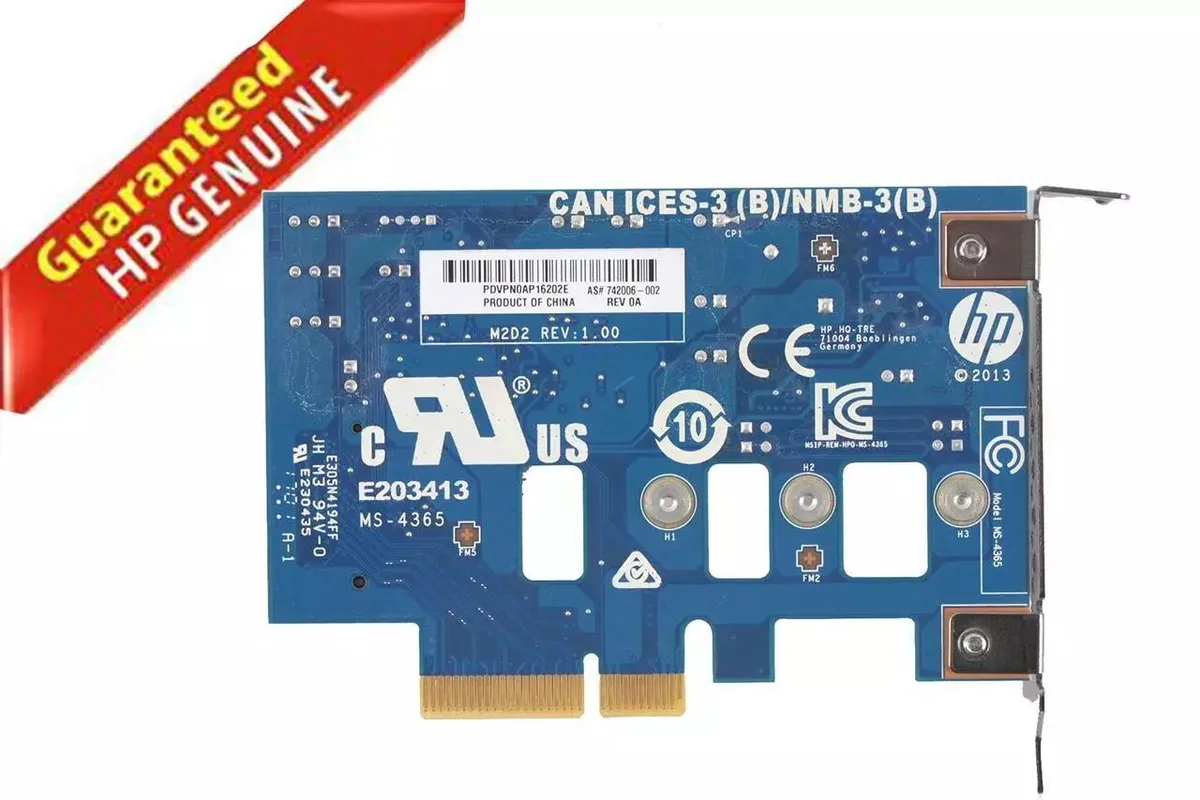 HP HP Z Turbo Ms-4365 PCIe 2.0 x8 to M.2 Adapter Low Profile Bracket 742006-002 — product photo