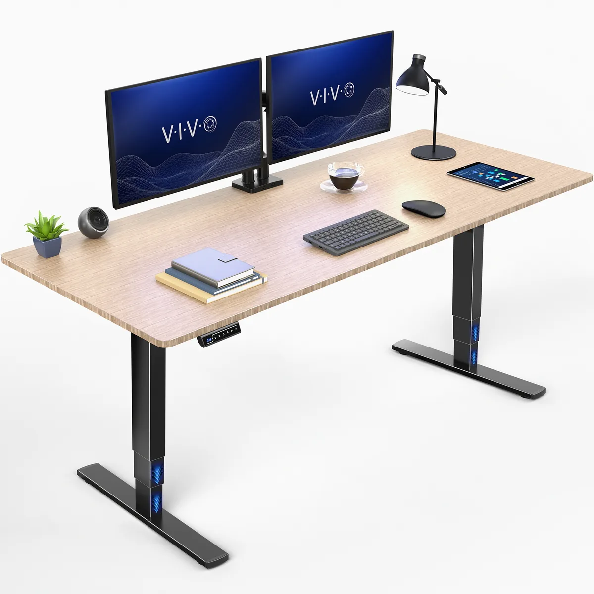 VIVO VIVO Electric Standing Desk 71 x 30 Bamboo Black Frame — product photo