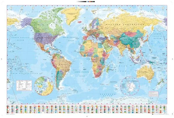 World Map 2015 poster print 22 by 34 inches on heavy paper