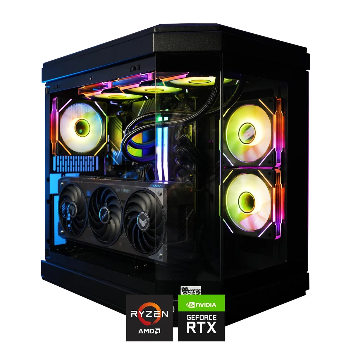 Hyper Cyber Hyper Cyber Ultra X Black Gaming PC Ryzen 7 7800X3D RTX 5070 64GB DDR5 4TB NVMe — product photo