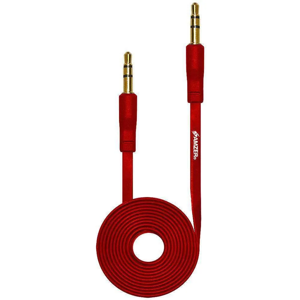 Amzer Amzer 3.5mm Auxiliary Audio Flat Cable 3ft Red — product photo