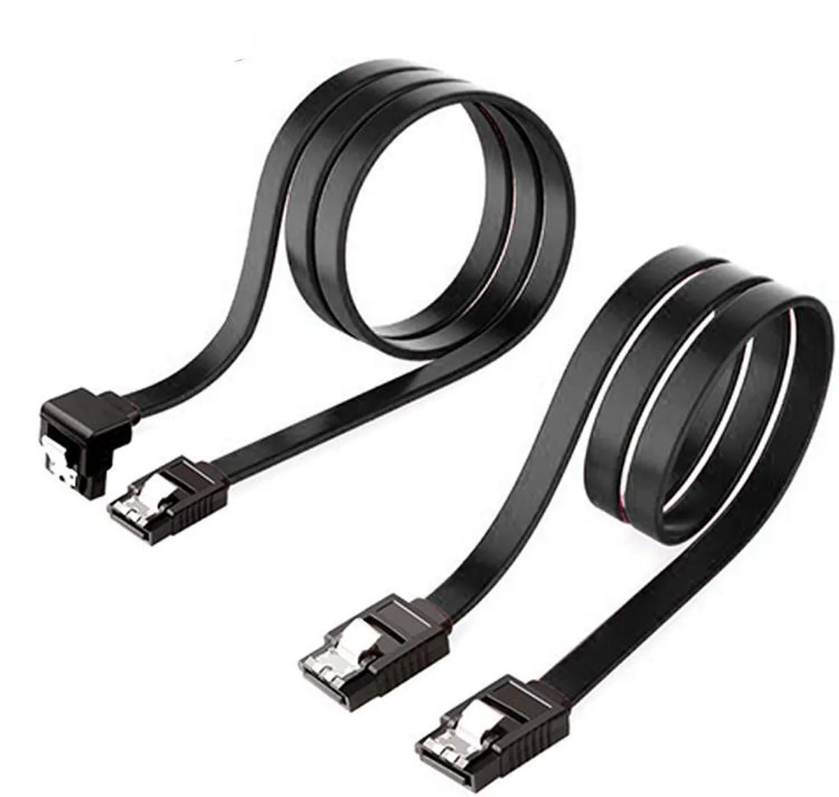 Vszerda Vszerda SATA III 6 Gbps cable 2 pack 18 inch straight and 90 degree locking latch — product photo