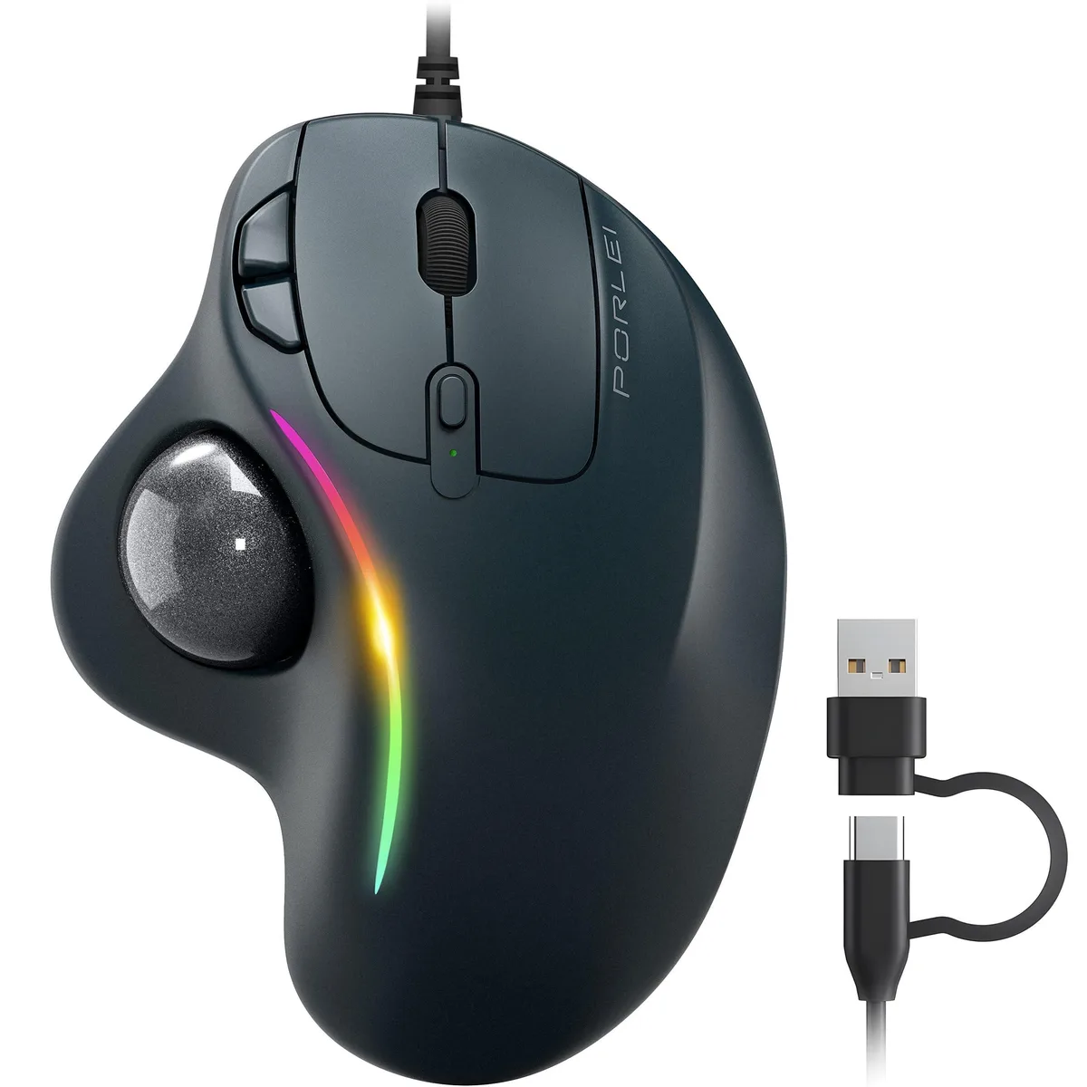  ASUS PORLEI Trackball Gaming Mouse 16 Buttons RGB 1.8m Cable Black — product photo