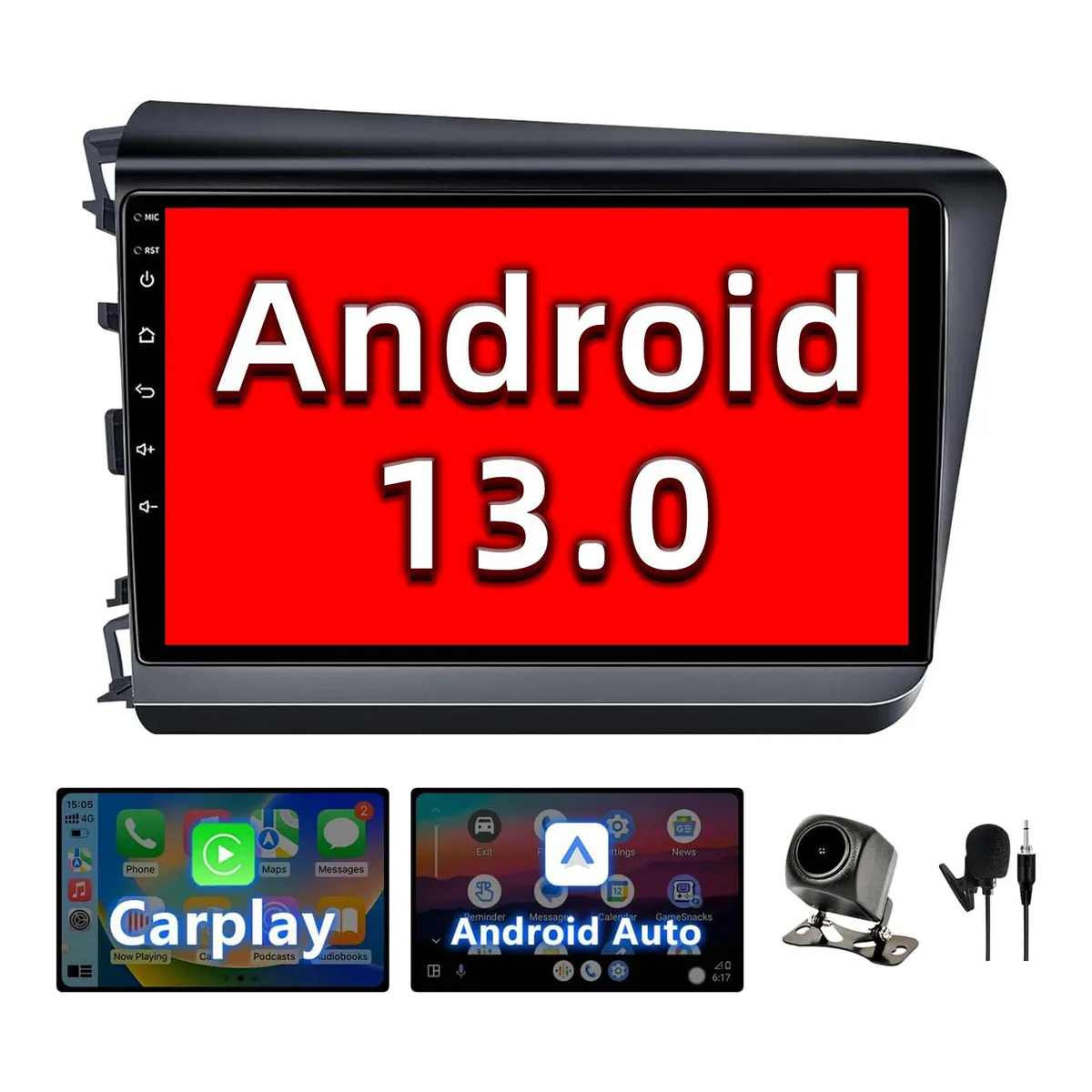 Binize Android 13 head unit with 9 inch touchscreen for Honda Civic 2012 to 2015