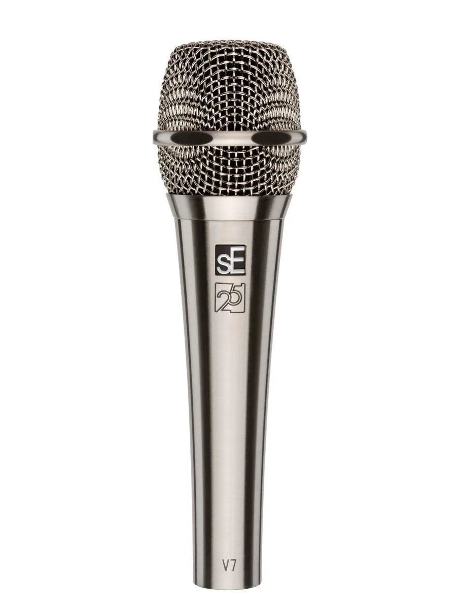 SE SE V7 Nickel Supercardioid Dynamic Microphone (Brushed Nickel) — product photo