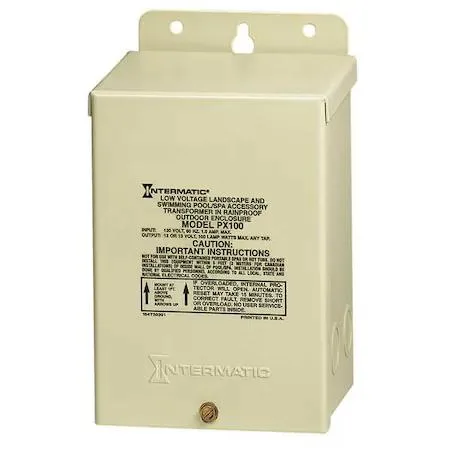 Beige metal box with three output taps 12 13 14V AC 100VA 120V input