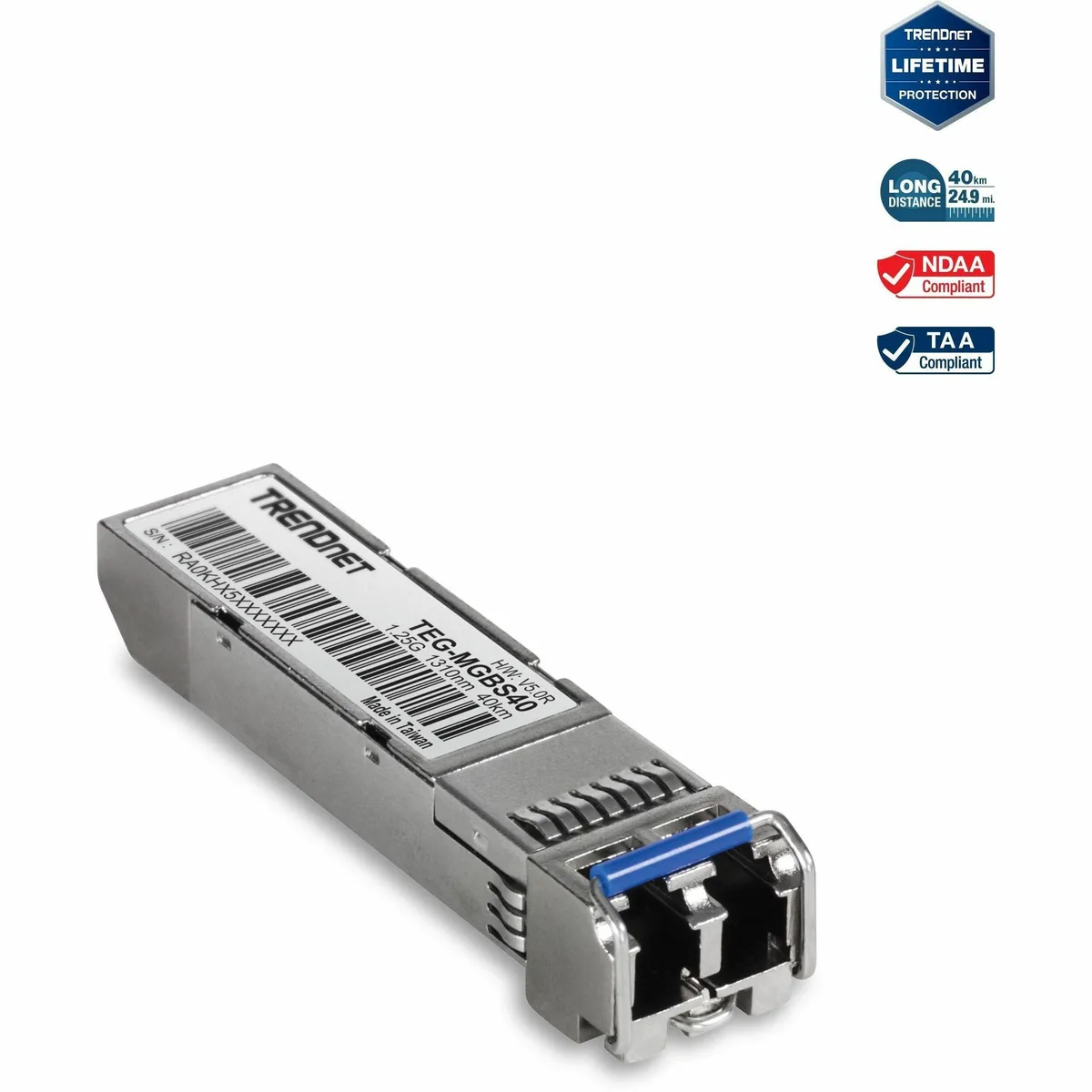 TRENDnet TRENDnet TEG-MGBS40 SFP transceiver 40 km 1.25 Gbps 1310 nm LC — product photo
