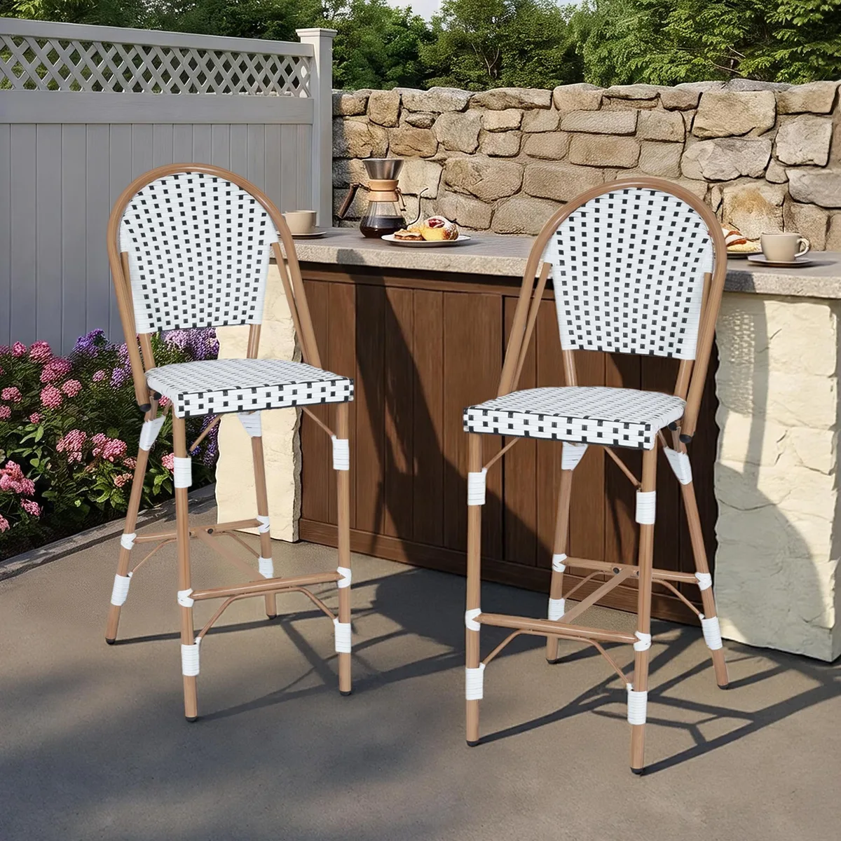 VANBOW VANBOW 30" French Counter Height Bar Stool Set of 2 White/Black — product photo