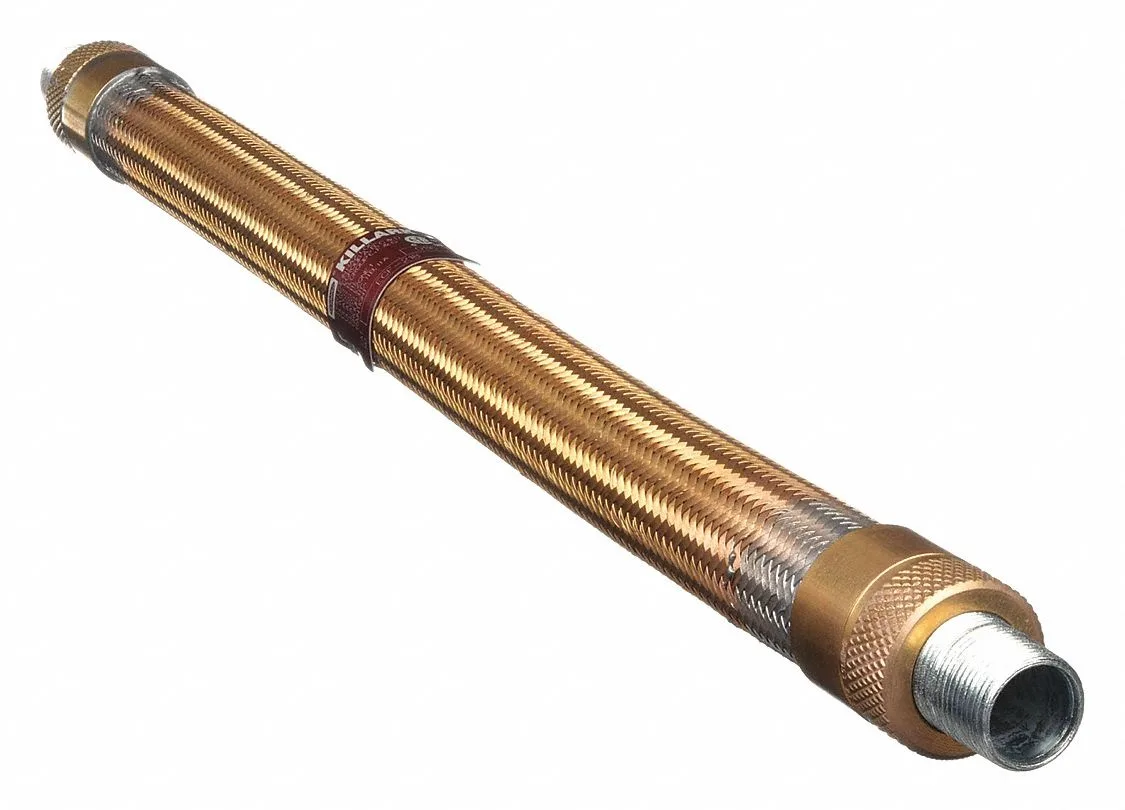 Bronze flexible conduit coupling with threaded ends, 24 in flex length