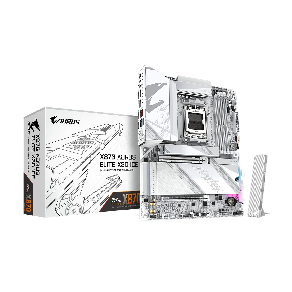 GIGABYTE GIGABYTE X870 AORUS ELITE X3D ICE AMD motherboard — product photo