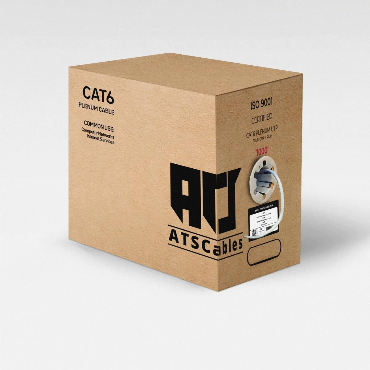 ATS Cables ATS Cables Cat6 Plenum 1000ft 550MHz 23AWG Black — product photo