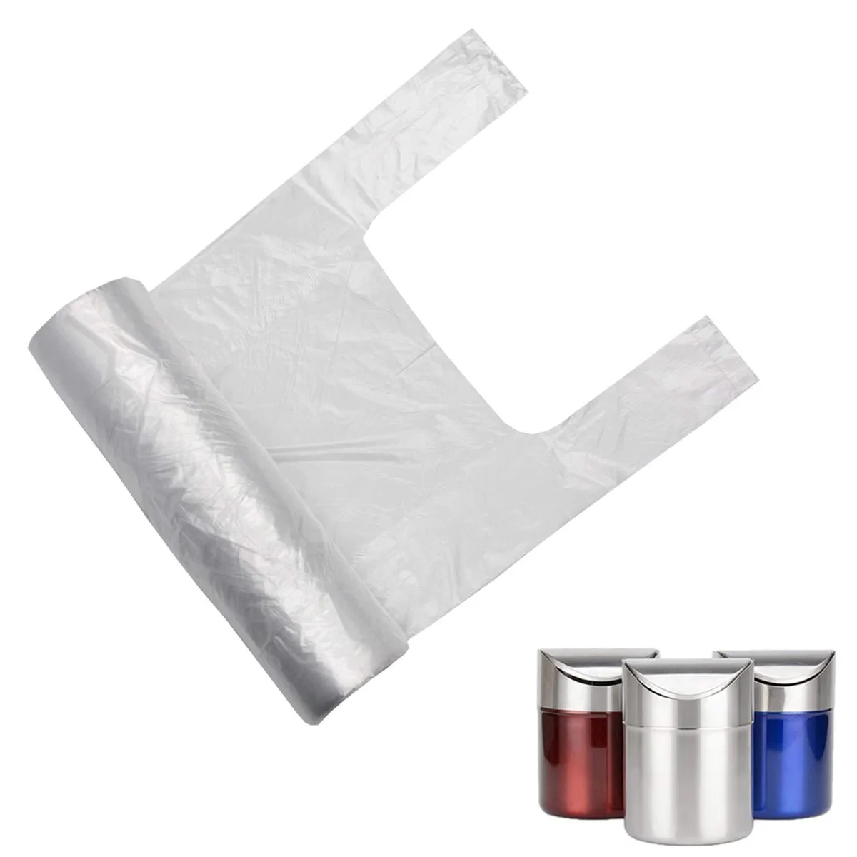 Roll of 200 clear polyethylene bags with handles, 1.6 litre capacity