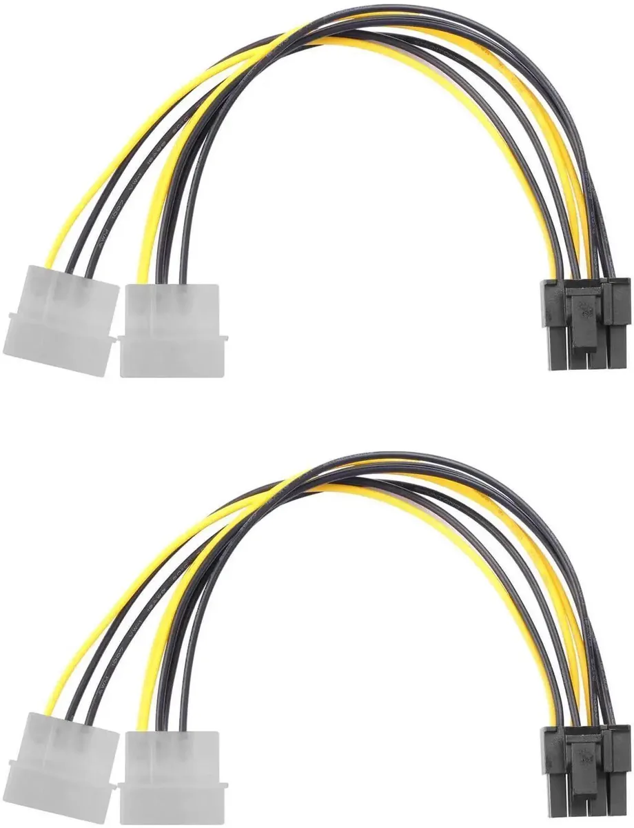 SMUGDESK SMUGDESK Dual 4-Pin Molex to PCIe 8-Pin (6+2) Power Splitter Cord 8.8in 2-Pack — product photo