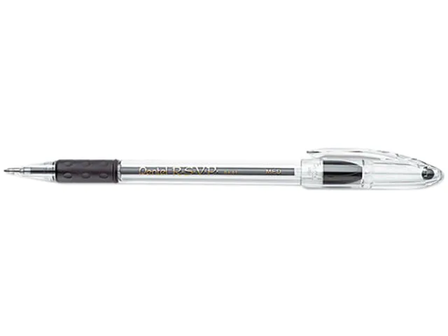 Pentel of America, Ltd. Pentel of America, Ltd. BK91A R.S.V.P. Ballpoint Pen, Black Ink, Medium, Dozen — product photo