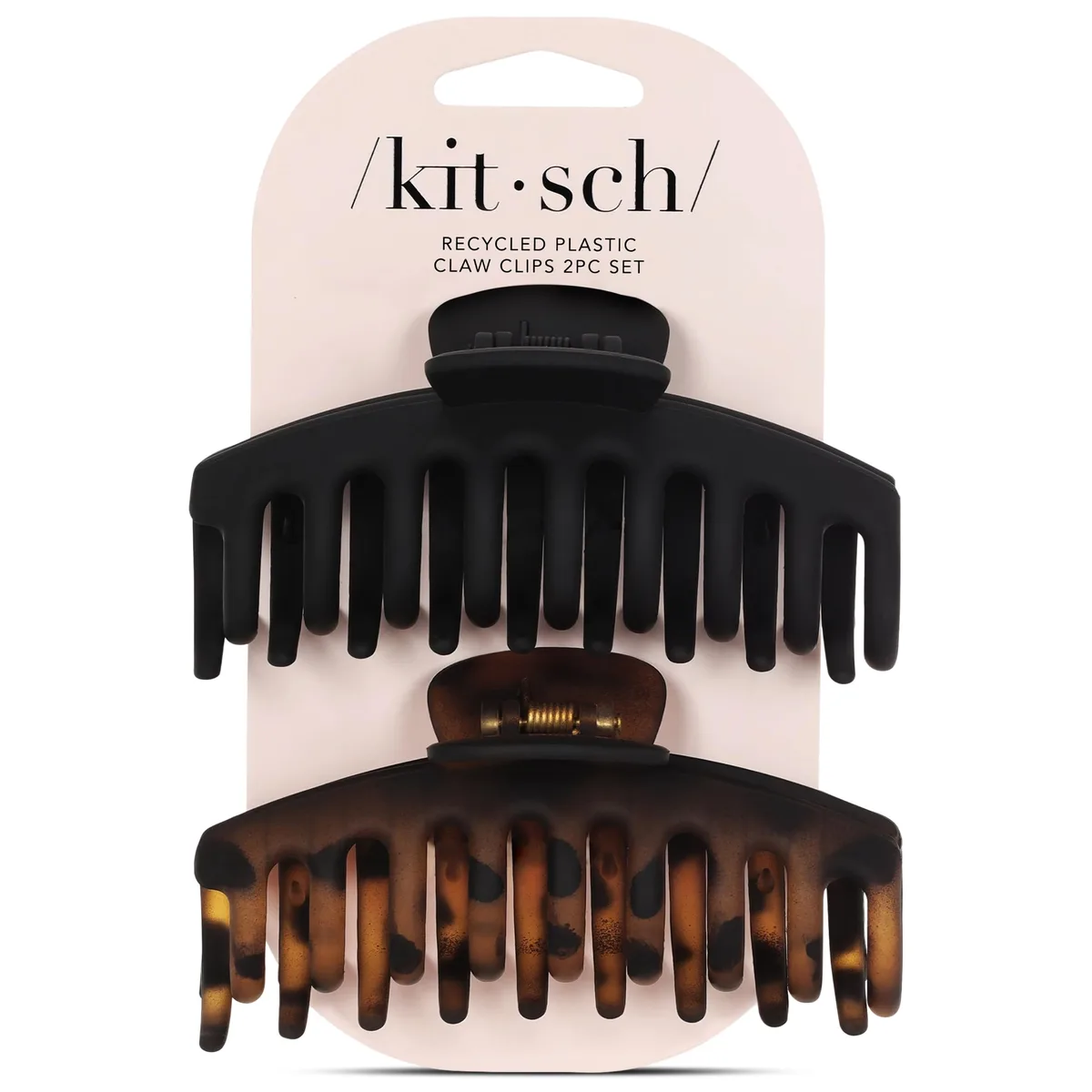  Kitsch Large Claw Clips Black &amp; Tortoise 2pcs Hair Styling Tools — product photo
