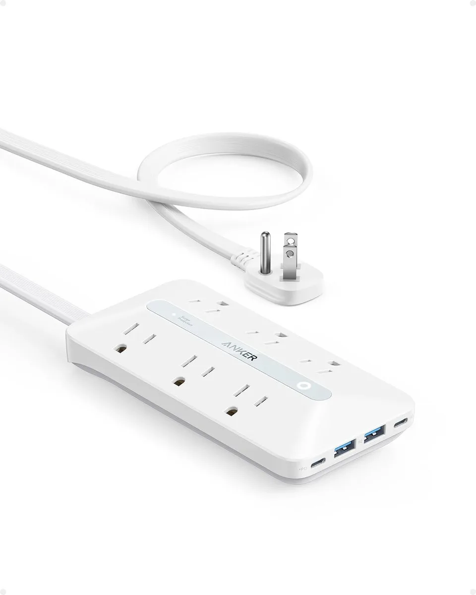 Anker Anker USB Power Strip 10-in-1 20W 6AC 2USB-A 2USB-C 5ft White — product photo