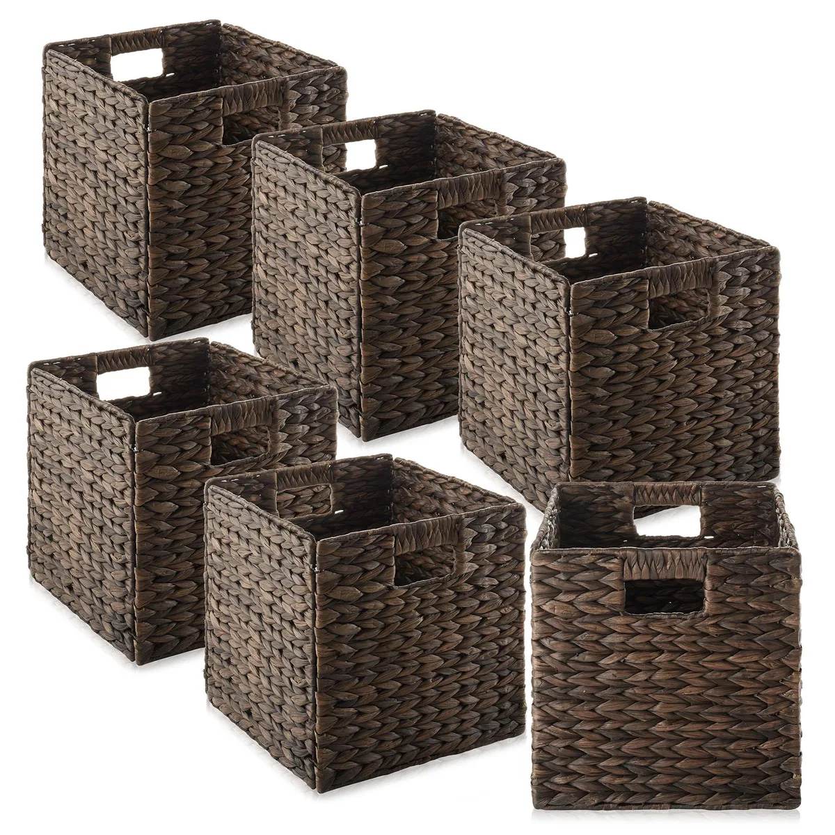 Casafield Casafield 10.5" Water Hyacinth Storage Baskets Espresso Set of 6 — product photo