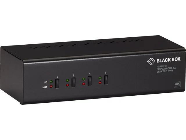 Black Box Corporation Black Box Corporation KV6224DPH KVM switch 4-port dual-monitor DisplayPort 1.2 HDMI 2.0 4K 60Hz USB 3.0 audio — product photo