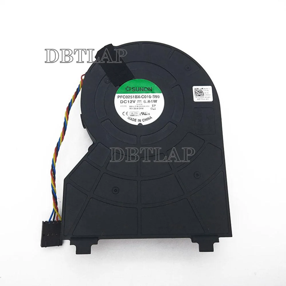 Small black rectangular CPU cooling fan with four wires