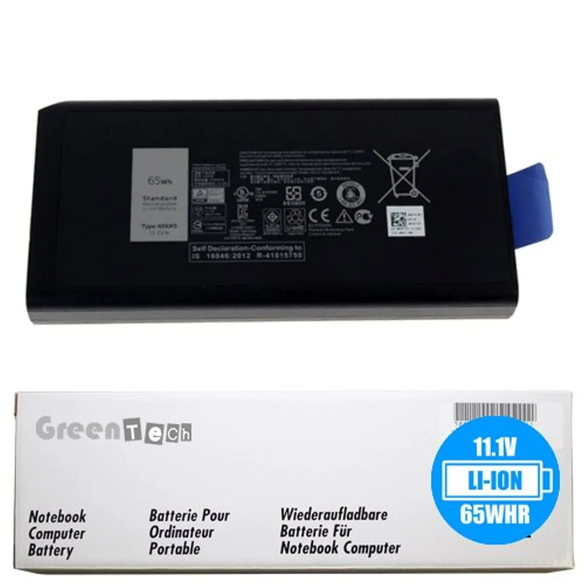 Tryhi Tryhi 4XKN5 laptop battery 11.1V 65Whr 6-cell Dell Latitude 5404 7404 — product photo