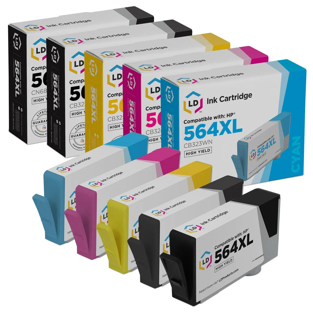 LD Products LD Products HP 564XL High Yield 5-Pack Ink Cartridges — product photo