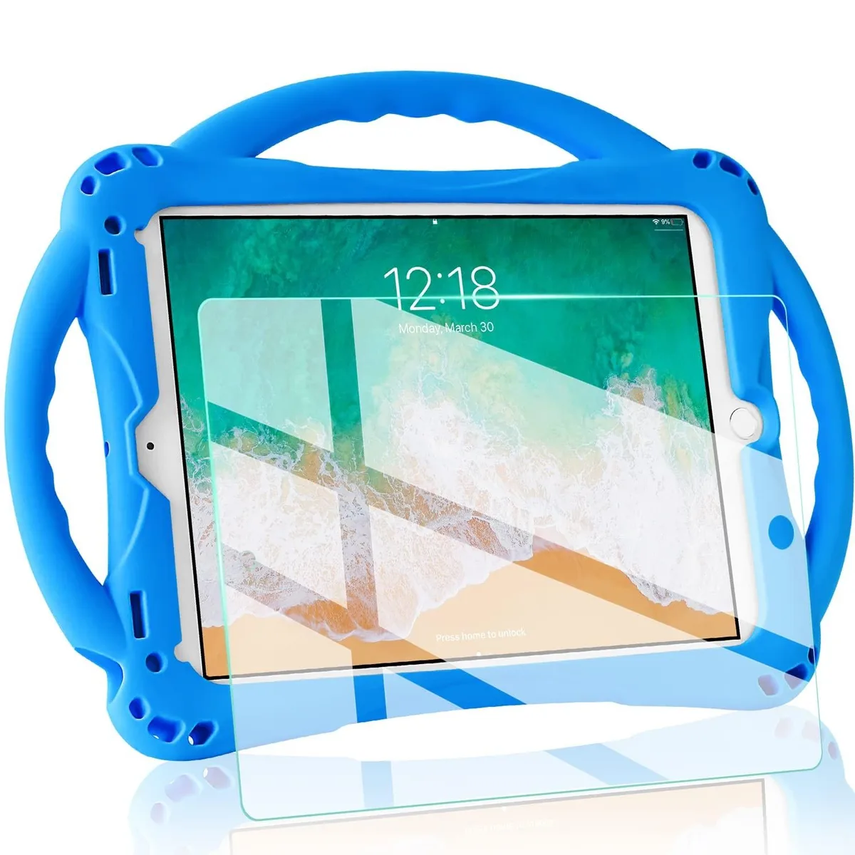 GSM Outdoors GSM Outdoors 2 in 1 accessory iPad 9.7 inch case with tempered glass and strap — product photo