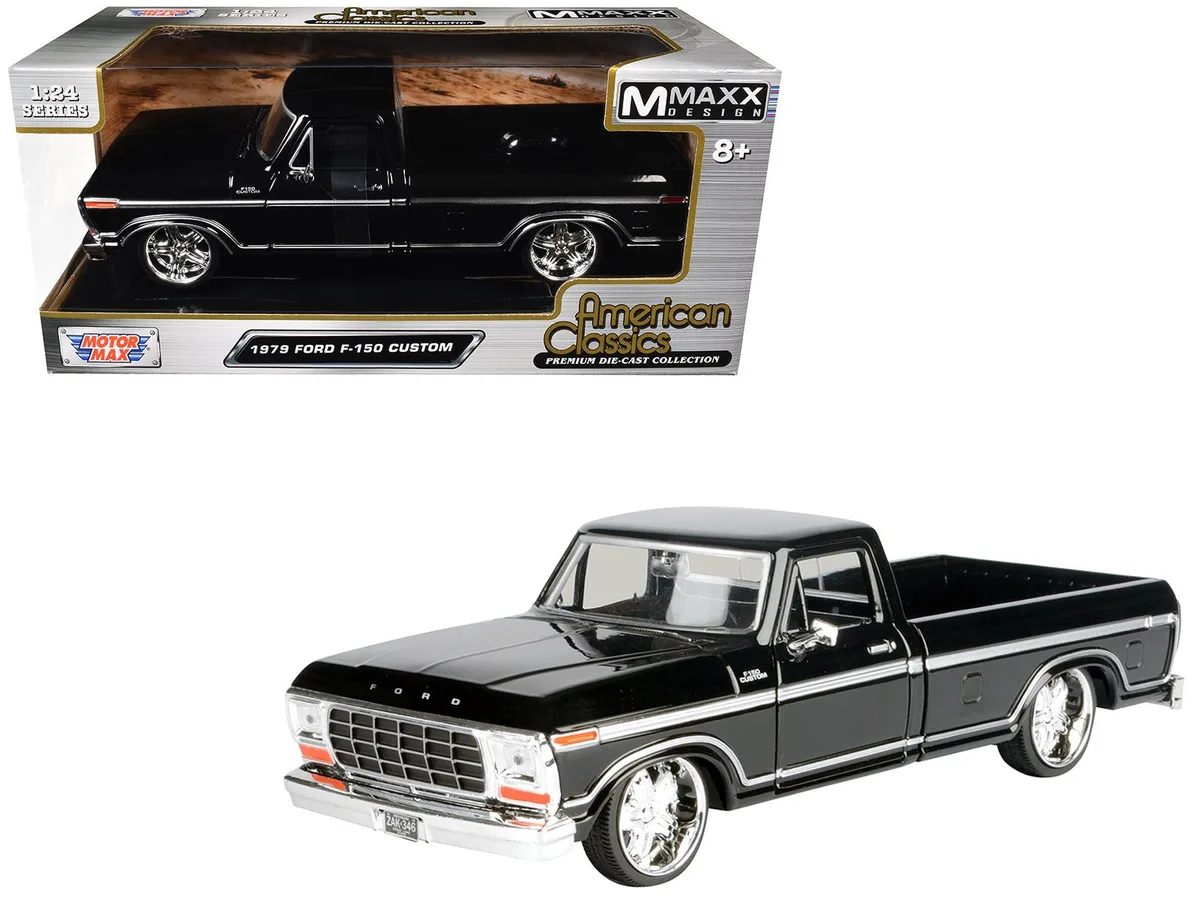 MOTORMAX MOTORMAX 1979 Ford F-150 Custom Pickup Truck Black Maxx Design Series 1/24 Diecast — product photo