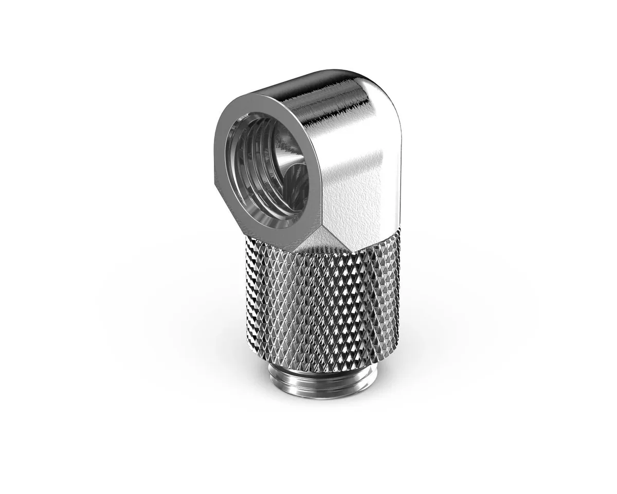 PrimoChill PrimoChill Male-Female G1/4 90° Rotary 15mm Extension Elbow Silver Nickel — product photo