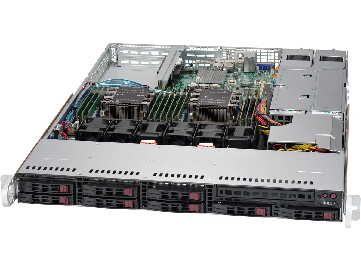 Supermicro Supermicro SYS-1029P-WTR 1U barebone server dual LGA3647 12 DIMM 8x2.5" 750W redundant — product photo