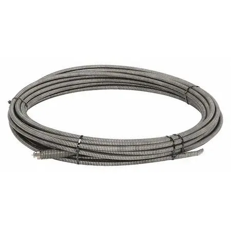 Coiled steel drain cable half inch diameter seventy five feet long