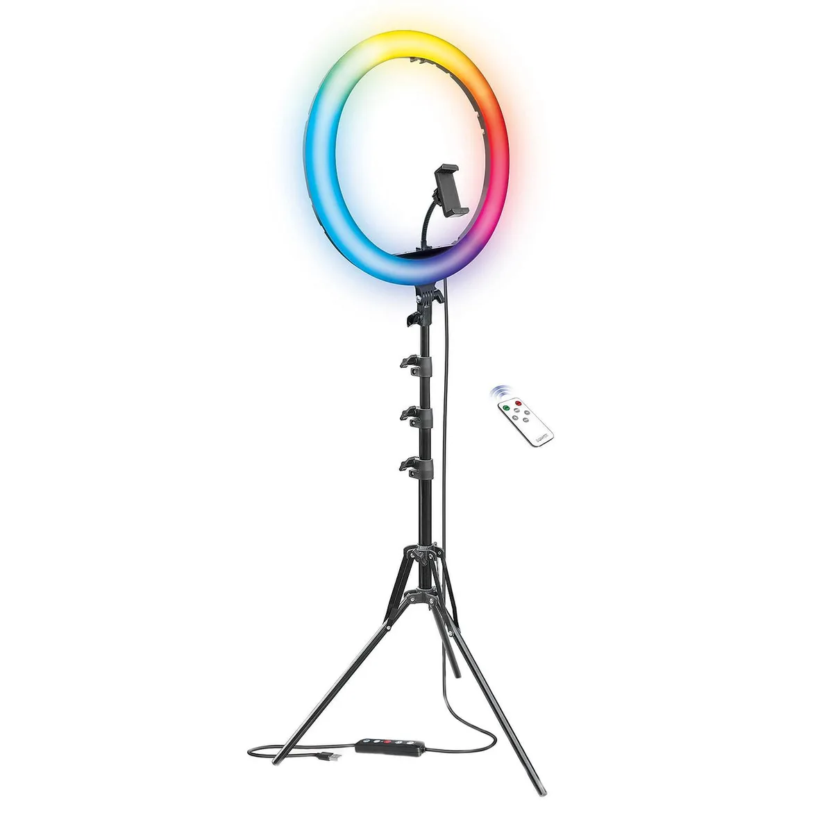 Bower Bower 16" RGB Selfie Ring Light Kit Tripod 62" 12 Brightness 9 Colors 8 Effects 360° Ball Head Grip — product photo