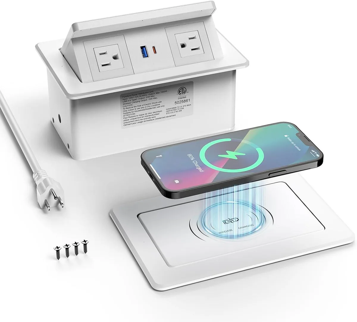 BFKK BFKK Pop-Up Power Outlet 15W Wireless 20W USB-C White — product photo
