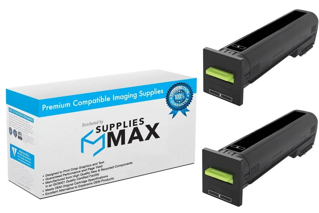 SuppliesMax SuppliesMax LEX72K1XK0_2PK Black High Yield Toner Cartridge 2 Pack 33000 Pages — product photo