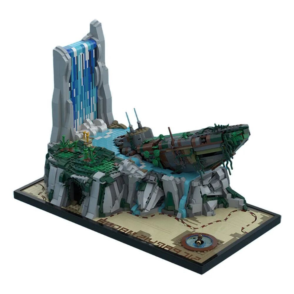 ZITIANYOUBUILD ZITIANYOUBUILD C7705 Diorama Waterfall Cliffside U-Boat 2914 Parts — product photo
