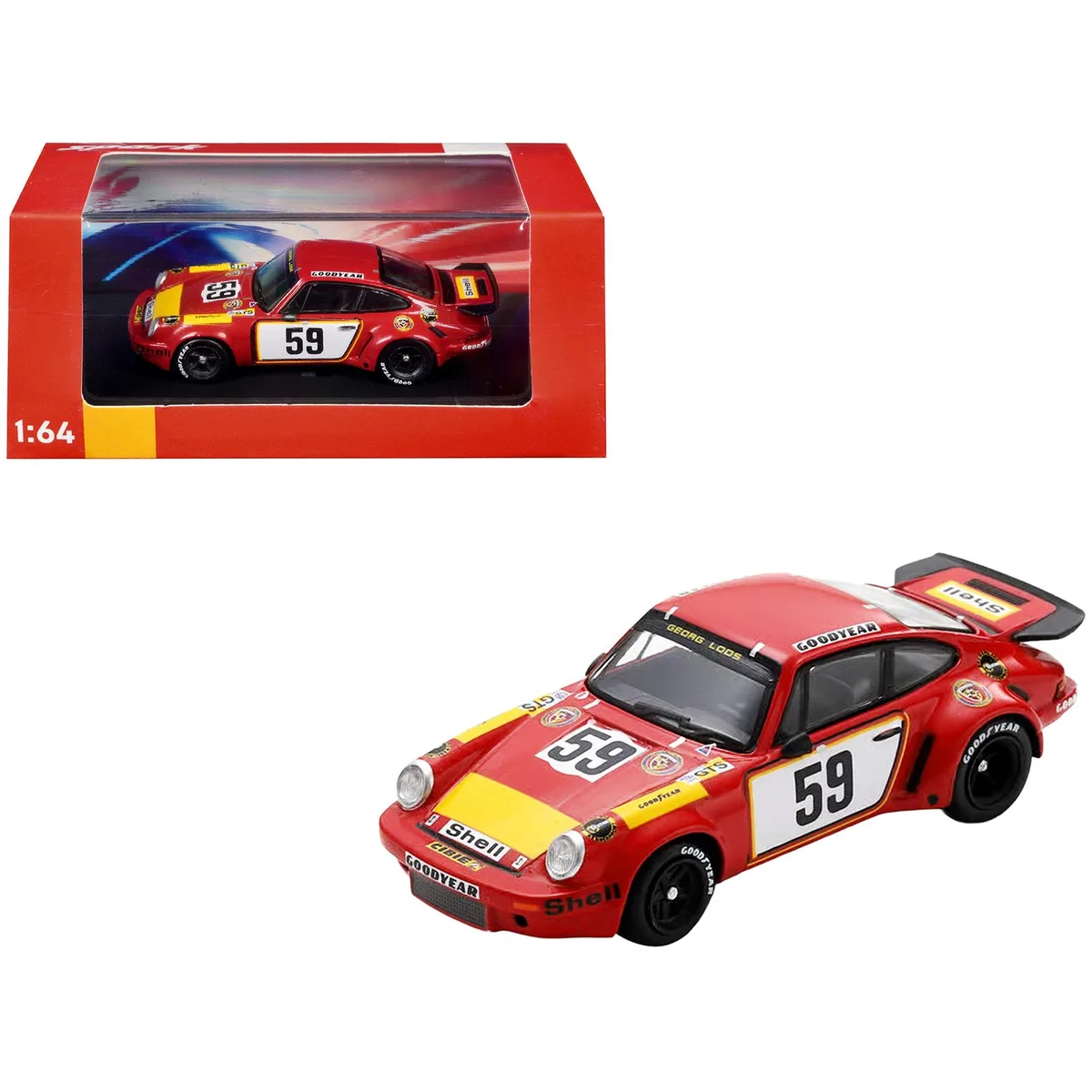 Spark Pub Spark Pub Porsche 911 Carrera RSR #59 Gelo Racing Team Le Mans 1975 1/64 hobby collectible — product photo