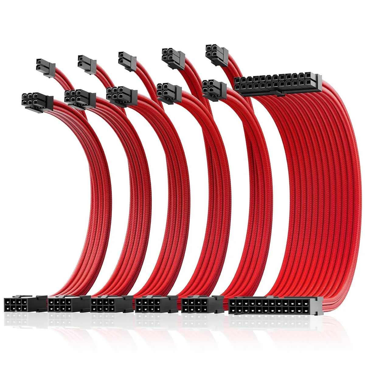 PISKEKAT PISKEKAT 16AWG PSU Extension Cable Kit 30cm Dual EPS Red — product photo