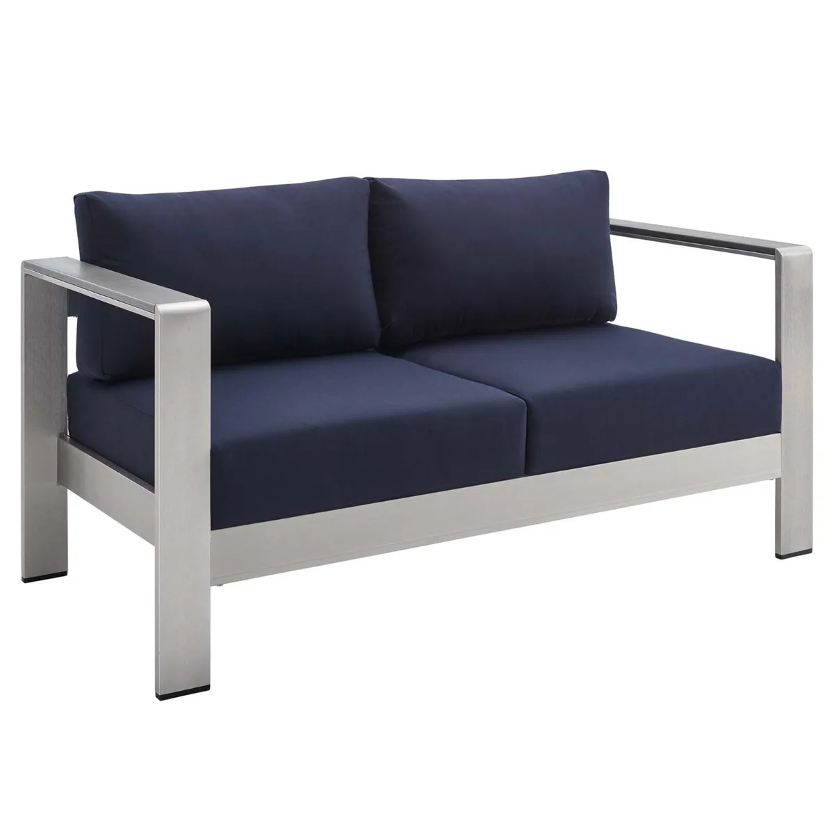 Modway Furniture Modway Furniture Shore Sunbrella Loveseat Silver Navy outdoor seating — product photo
