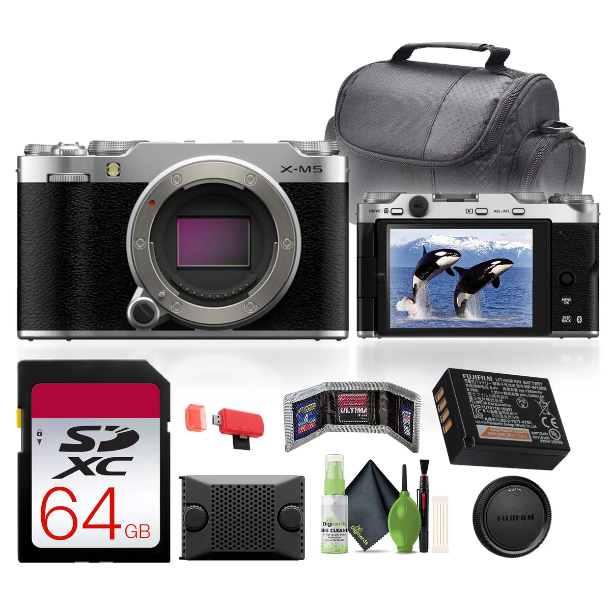 FUJIFILM FUJIFILM X-M5 Silver 26.1MP 64GB compact mirrorless camera — product photo