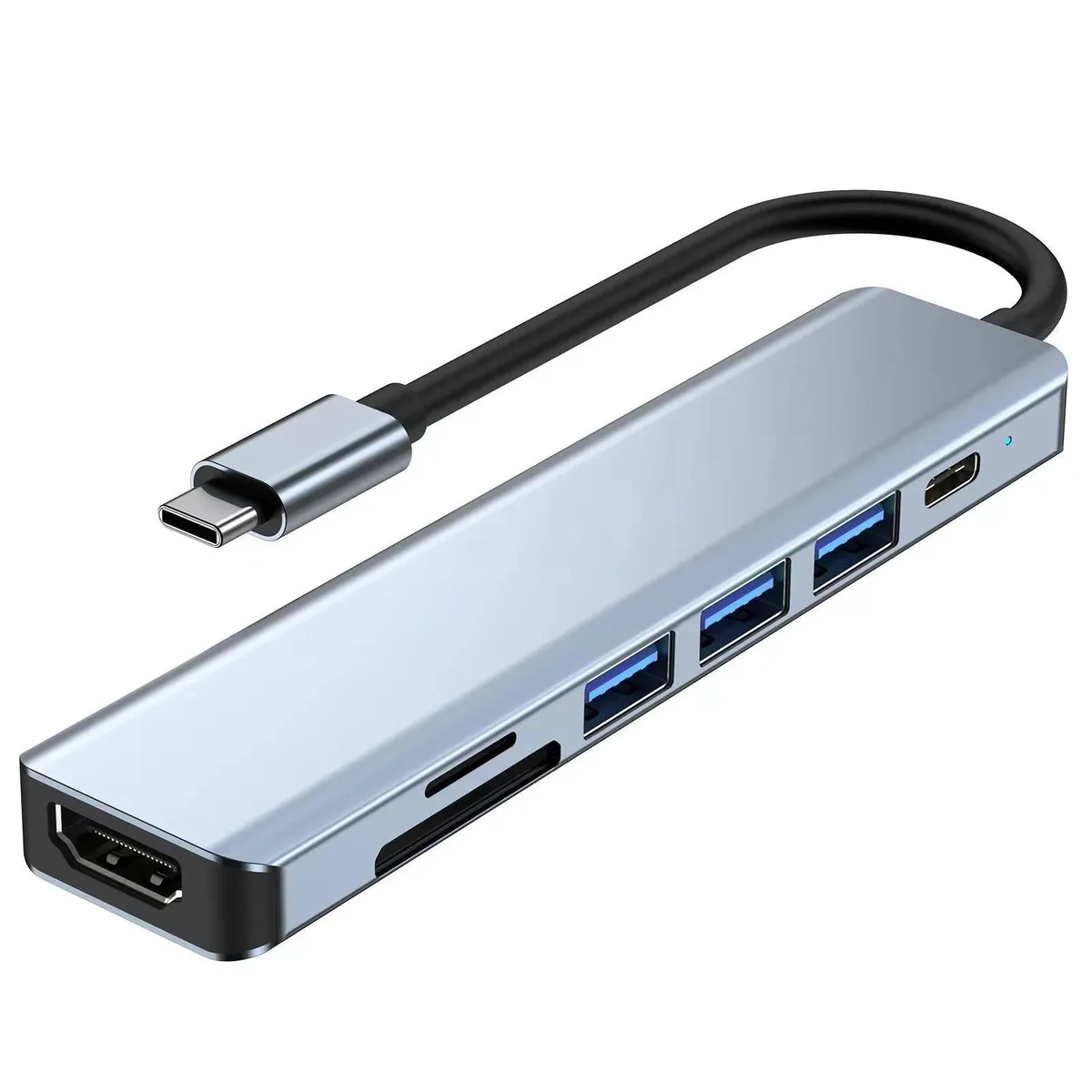 WRIARICH WRIARICH BYL-2120 7-in-1 USB C Hub 4K HDMI 100W PD Gray — product photo